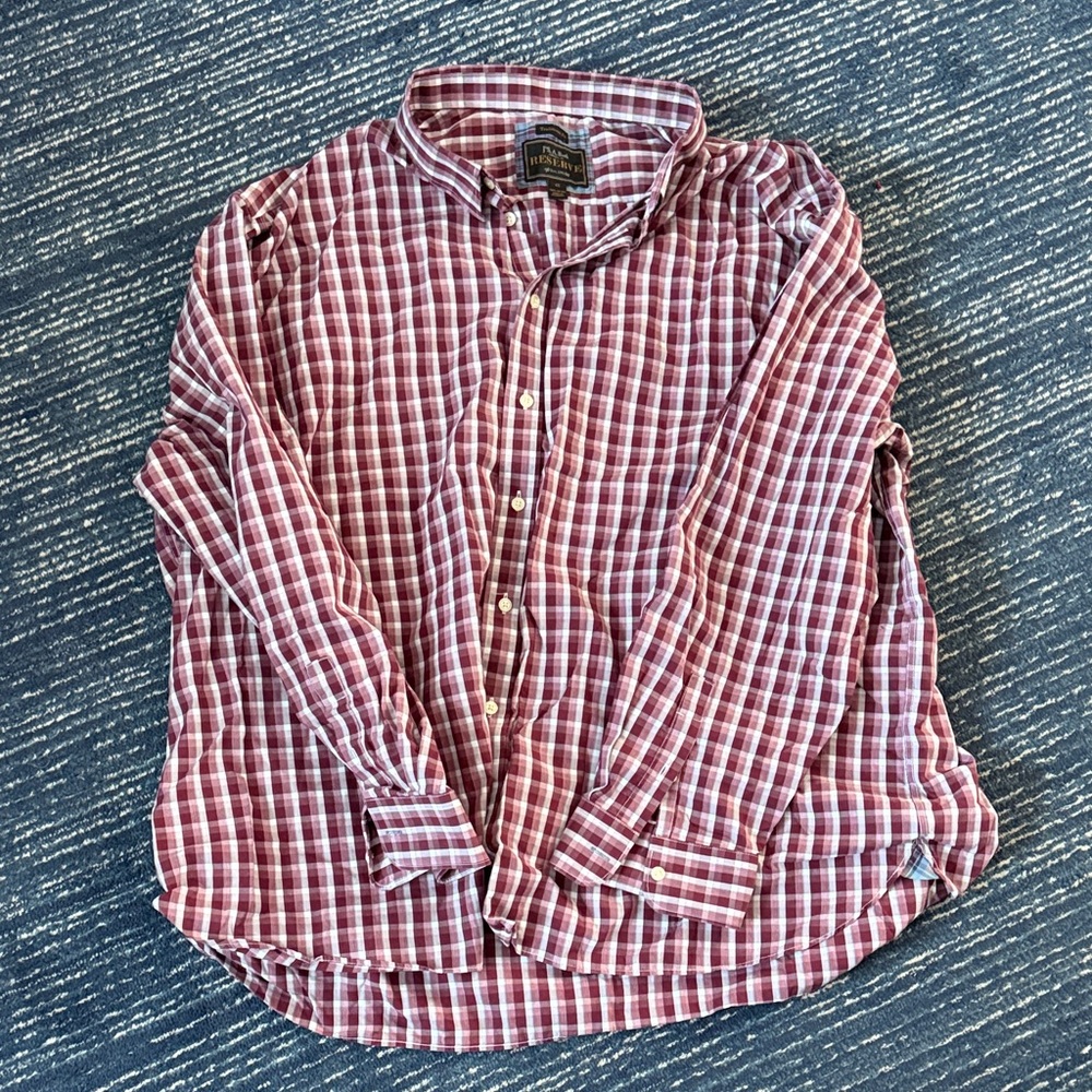 Jos. A. Bank Men's Red Plaid Button Down Shirt
